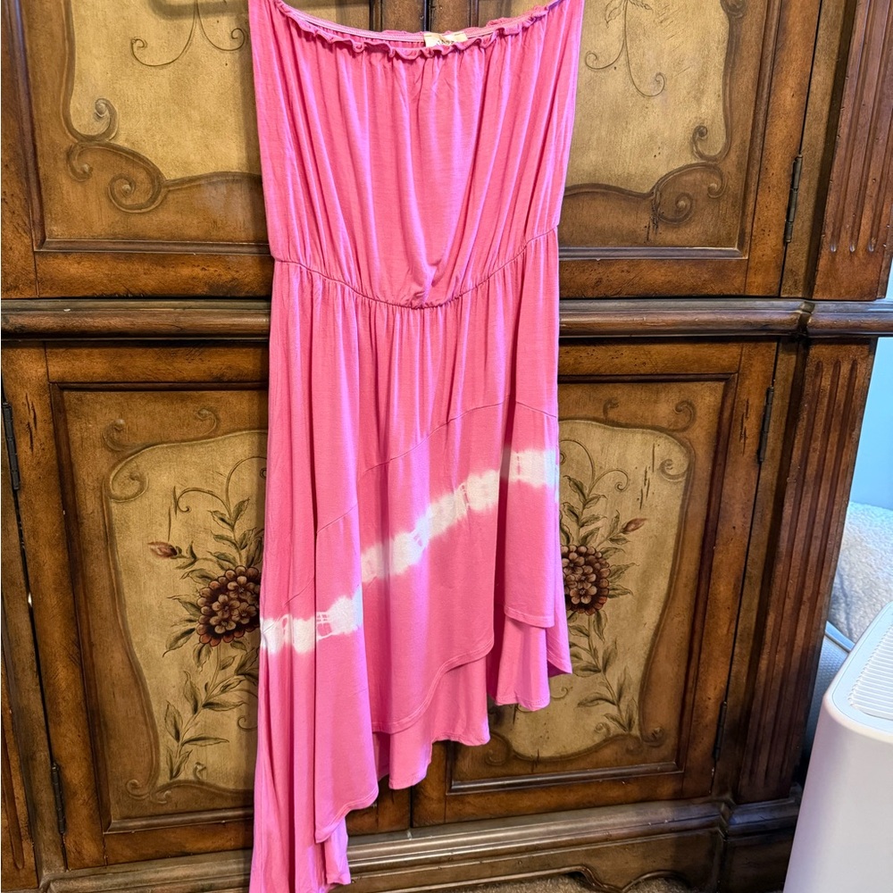 Fantastic Fawn Strapless Pink Tie Dye Dress